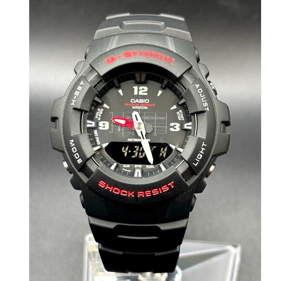 Casio G-Shock G100-1BV Analog Digital Black Red 200M Men\'s Watch New main image 15